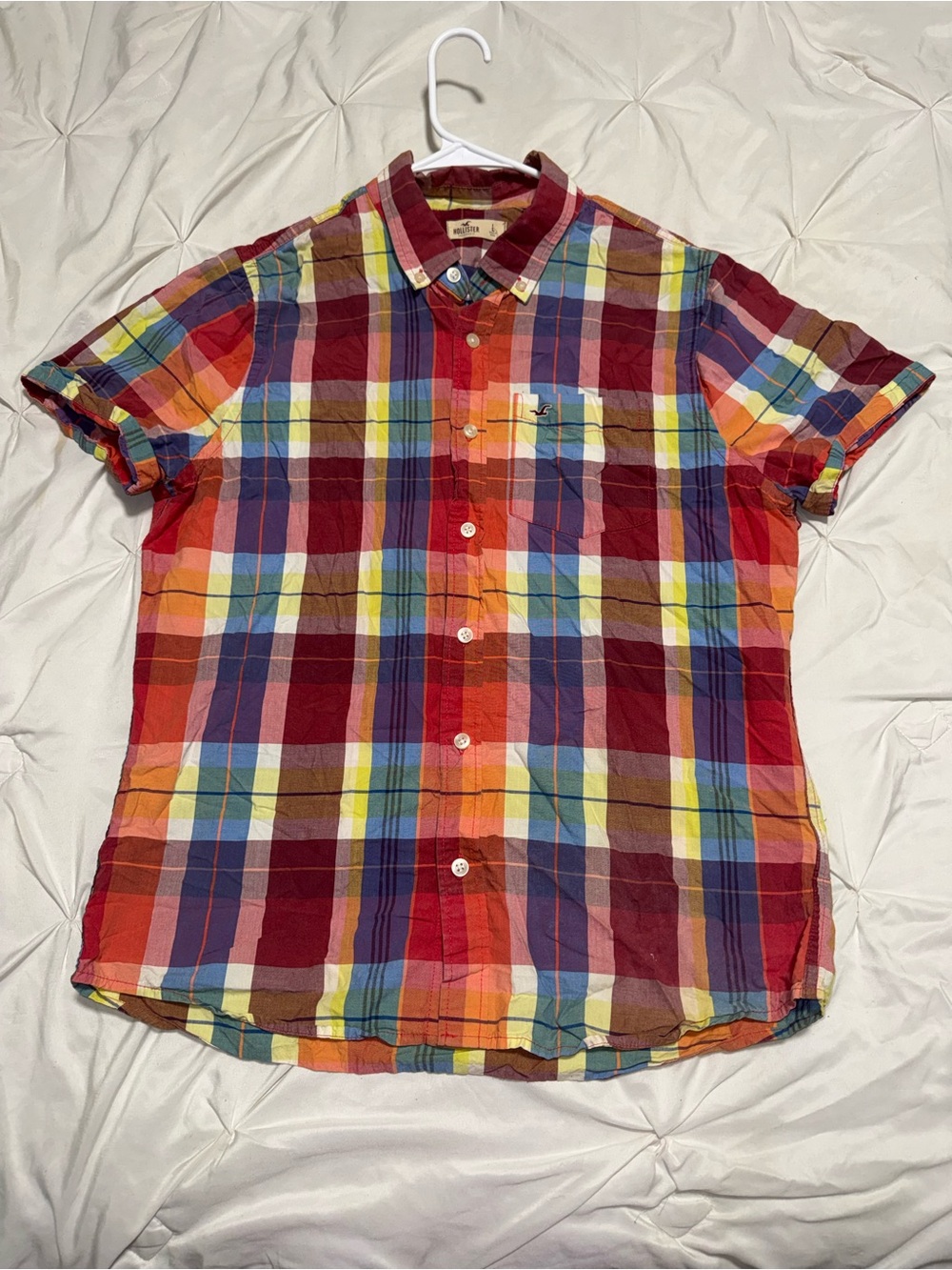 Hollister Multicolor Plaid Short-Sleeve Button-Down Shirt